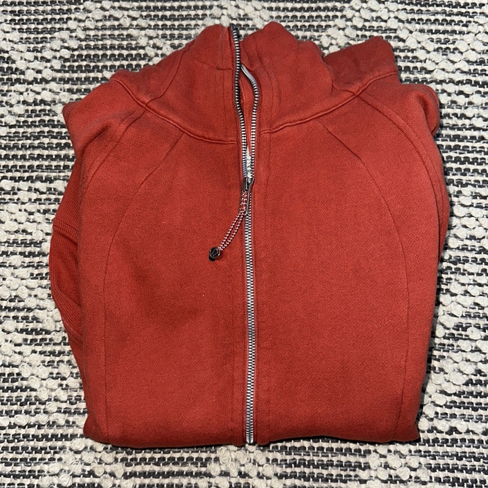 Burnt red/orange lululemon scuba zip up hoodie